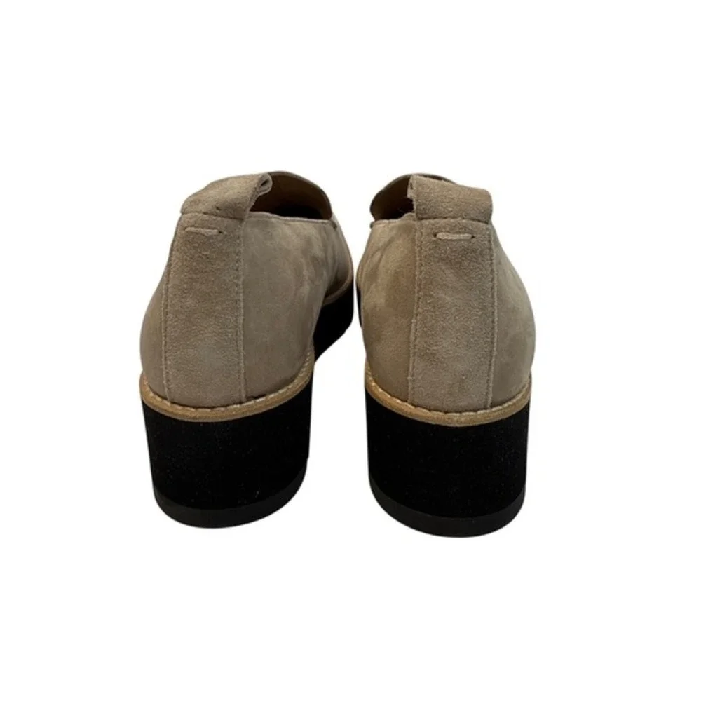 Eileen Fisher Ells Platform Loafers Womens 8 Taupe‎ Suede Chunky Slip On